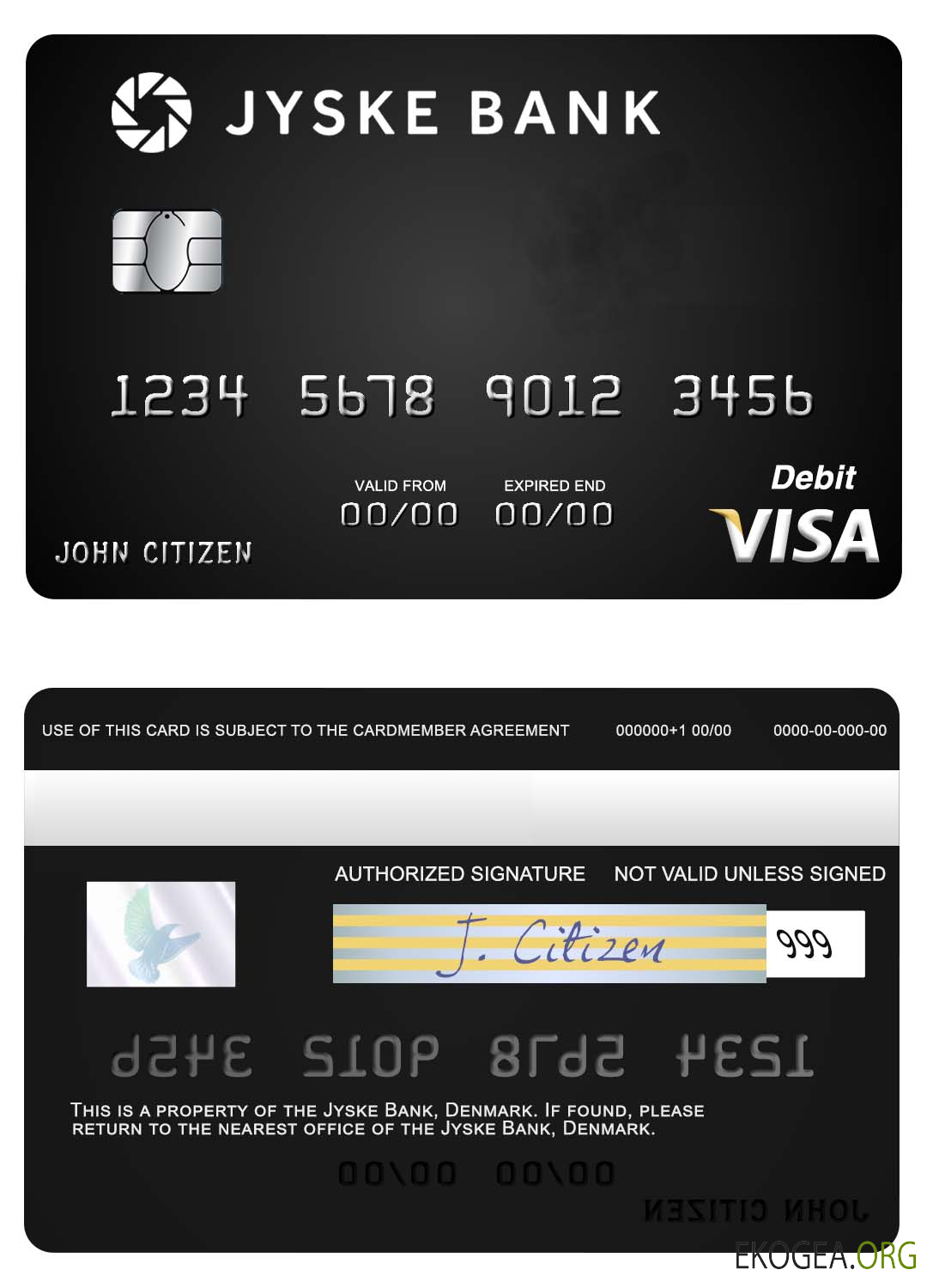 Carte de débit visa Danemark Jyske Bank